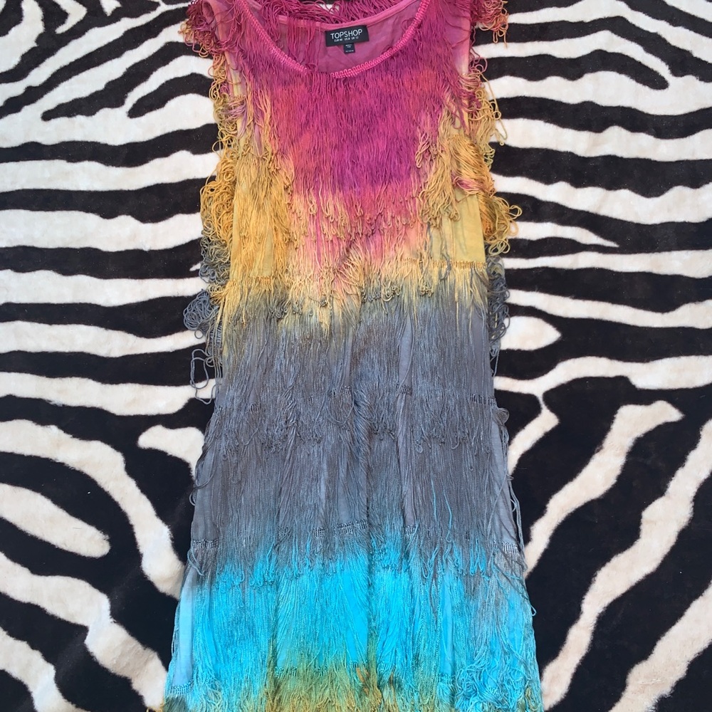 Fringe tie dye dress